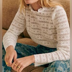 Sezane Eglae Ecru Lace White Blouse NWT